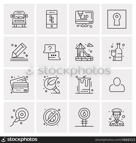 16 Business Universal Icons Vector. Creative Icon Illustration to use in web and Mobile Related project.