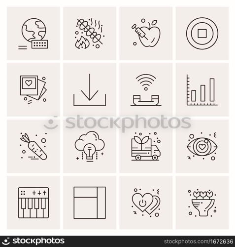 16 Business Universal Icons Vector. Creative Icon Illustration to use in web and Mobile Related project.