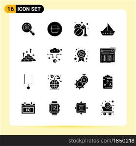 16 Creative Icons for Modern website design and responsive mobile apps. 16 Glyph Symbols Signs on White Background. 16 Icon Pack.. Creative Black Icon vector background