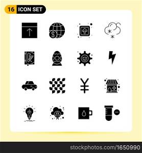 16 Creative Icons for Modern website design and responsive mobile apps. 16 Glyph Symbols Signs on White Background. 16 Icon Pack.. Creative Black Icon vector background