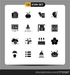 16 Creative Icons Modern Signs and Symbols of advertisement, mind, passport, investment, vacation Editable Vector Design Elements