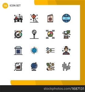 16 Creative Icons Modern Signs and Symbols of analytics, global news, summer, global communication, greeting card Editable Creative Vector Design Elements