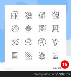 16 Creative Icons Modern Signs and Symbols of basketball, security, morning, search, tool Editable Vector Design Elements