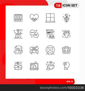 16 Creative Icons Modern Signs and Symbols of beauty, heart, door, growth, gratitude Editable Vector Design Elements