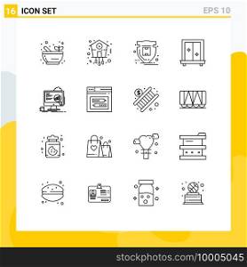 16 Creative Icons Modern Signs and Symbols of board, dressing, package, mirror, window Editable Vector Design Elements
