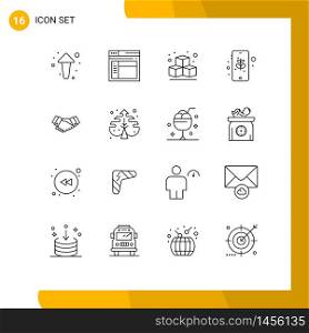 16 Creative Icons Modern Signs and Symbols of business, deal, box, agreement, mobile Editable Vector Design Elements