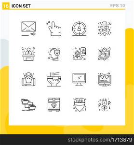 16 Creative Icons Modern Signs and Symbols of business employee, employee, target, applicant, gear Editable Vector Design Elements
