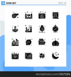 16 Creative Icons Modern Signs and Symbols of business, property, calendar, construction, sport Editable Vector Design Elements