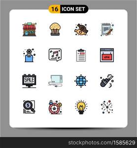 16 Creative Icons Modern Signs and Symbols of business, schedule, candy, paper, list Editable Creative Vector Design Elements