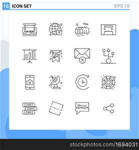 16 Creative Icons Modern Signs and Symbols of card, chart, farming, business, audiotape Editable Vector Design Elements