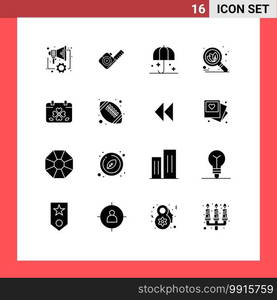 16 Creative Icons Modern Signs and Symbols of clover, seo, insurance, search, sunshade Editable Vector Design Elements