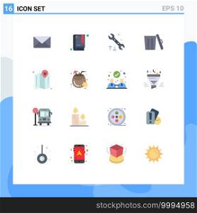 16 Creative Icons Modern Signs and Symbols of coconut, location, options, map, garbage Editable Pack of Creative Vector Design Elements