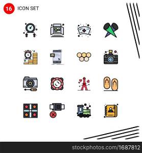 16 Creative Icons Modern Signs and Symbols of coins, business, cap, top, lights Editable Creative Vector Design Elements