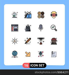 16 Creative Icons Modern Signs and Symbols of communication, shield, donut, emblem, badge Editable Creative Vector Design Elements