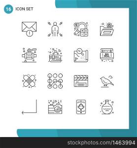 16 Creative Icons Modern Signs and Symbols of construction, virus, business, security, file Editable Vector Design Elements