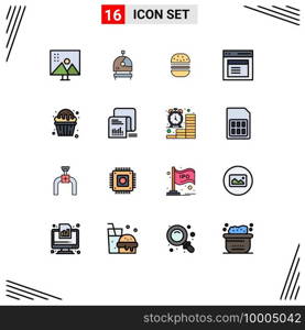 16 Creative Icons Modern Signs and Symbols of cupcake, user, burger, modal, communication Editable Creative Vector Design Elements