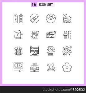 16 Creative Icons Modern Signs and Symbols of electric, watermelon, death, sweet, fruit Editable Vector Design Elements