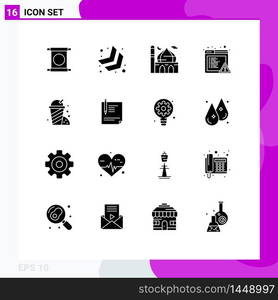 16 Creative Icons Modern Signs and Symbols of garden, fast food, masjid, error, alert Editable Vector Design Elements