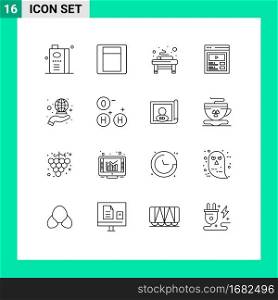 16 Creative Icons Modern Signs and Symbols of global, web, bed, user interface, custom content Editable Vector Design Elements