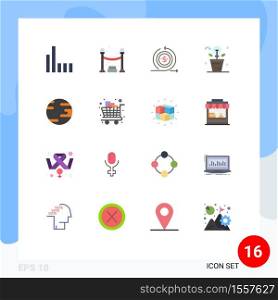 16 Creative Icons Modern Signs and Symbols of globe, plant, modern, light, fresh Editable Pack of Creative Vector Design Elements