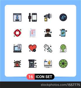 16 Creative Icons Modern Signs and Symbols of help, globe, air, global, horn Editable Creative Vector Design Elements
