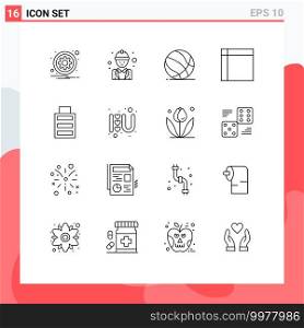16 Creative Icons Modern Signs and Symbols of home, appliances, labour, basket ball, play Editable Vector Design Elements