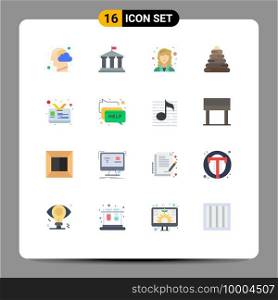 16 Creative Icons Modern Signs and Symbols of id, toy, usa, pyramid, scientist Editable Pack of Creative Vector Design Elements