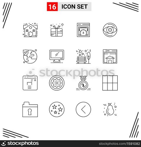 16 Creative Icons Modern Signs and Symbols of insurance, vision, dashboard, money, business Editable Vector Design Elements