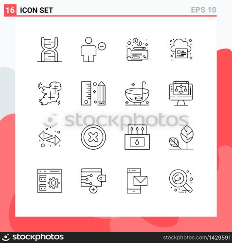 16 Creative Icons Modern Signs and Symbols of ireland, print, human, page, payment Editable Vector Design Elements