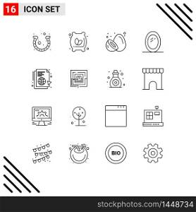 16 Creative Icons Modern Signs and Symbols of learning, interior, food, furniture, kiwi Editable Vector Design Elements