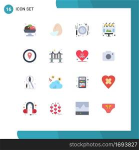 16 Creative Icons Modern Signs and Symbols of location, outdoor, eat, billboard, ad Editable Pack of Creative Vector Design Elements