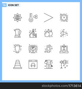 16 Creative Icons Modern Signs and Symbols of machine, electric, arrow, blender, time Editable Vector Design Elements