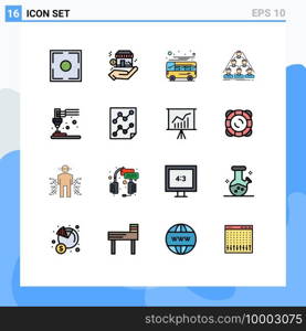 16 Creative Icons Modern Signs and Symbols of meeting, structure, autobus, build, transport Editable Creative Vector Design Elements