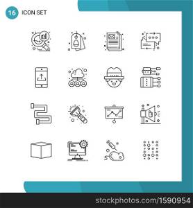 16 Creative Icons Modern Signs and Symbols of mobile application, application, document, arrow, messages Editable Vector Design Elements