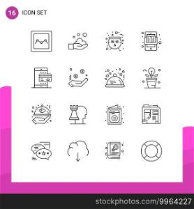 16 Creative Icons Modern Signs and Symbols of mobile, learning, cauldron, e, education apps Editable Vector Design Elements