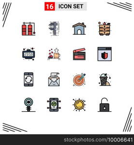 16 Creative Icons Modern Signs and Symbols of new year, clock, building, table, draw Editable Creative Vector Design Elements