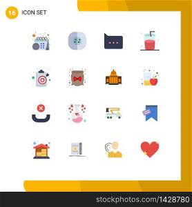 16 Creative Icons Modern Signs and Symbols of objective, clipboard, bubble, aim, drink Editable Pack of Creative Vector Design Elements