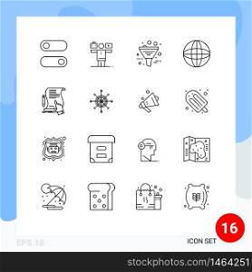 16 Creative Icons Modern Signs and Symbols of paper, contract, data, world, arrow Editable Vector Design Elements