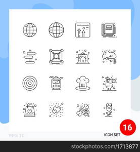 16 Creative Icons Modern Signs and Symbols of pocket, notebook, multimedia, book, economy Editable Vector Design Elements