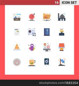 16 Creative Icons Modern Signs and Symbols of pray, islam, goal, masjid, shared Editable Pack of Creative Vector Design Elements