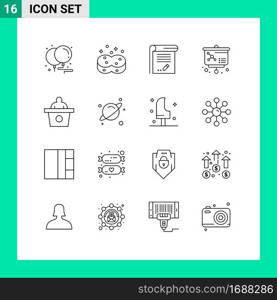 16 Creative Icons Modern Signs and Symbols of presentation, molecule, document, atom, notebook Editable Vector Design Elements