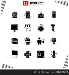 16 Creative Icons Modern Signs and Symbols of smart phone, portfolio, ux, marketing, case Editable Vector Design Elements