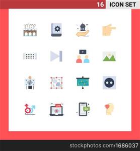 16 Creative Icons Modern Signs and Symbols of strip, l&, mosque, right, finger Editable Pack of Creative Vector Design Elements