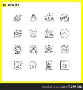 16 Creative Icons Modern Signs and Symbols of sun, nature, call, landscape, form Editable Vector Design Elements