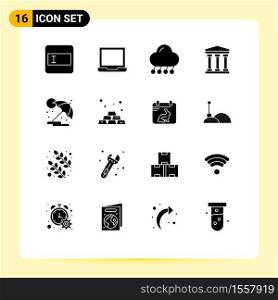 16 Creative Icons Modern Signs and Symbols of vacation, sun, moon, summer, bank Editable Vector Design Elements