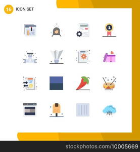 16 Creative Icons Modern Signs and Symbols of win, award, cleaning, prize, config Editable Pack of Creative Vector Design Elements