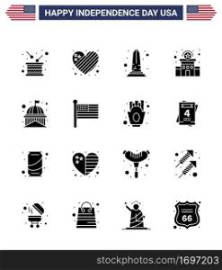 16 Creative USA Icons Modern Independence Signs and 4th July Symbols of police sign  police  love  building  usa Editable USA Day Vector Design Elements