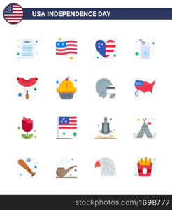 16 Creative USA Icons Modern Independence Signs and 4th July Symbols of american  frankfurter  flag  food  drink Editable USA Day Vector Design Elements