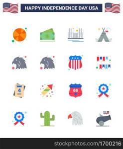 16 Creative USA Icons Modern Independence Signs and 4th July Symbols of american  tent  bridge  tent free  tourism Editable USA Day Vector Design Elements