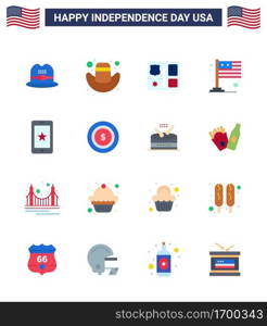 16 Creative USA Icons Modern Independence Signs and 4th July Symbols of ireland  phone  american  mobile  international Editable USA Day Vector Design Elements